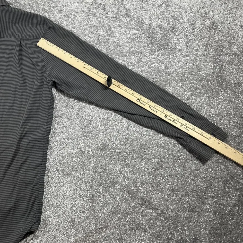 North Face Button Down Shirt Mens Medium Stripe Long Sleeve Outdoors‎ Gray